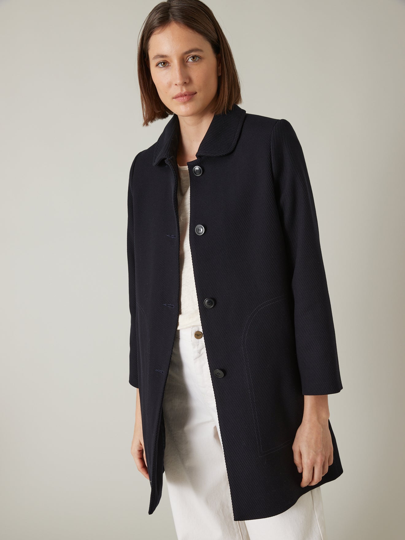 Manteau Car Coat piqué de coton femme