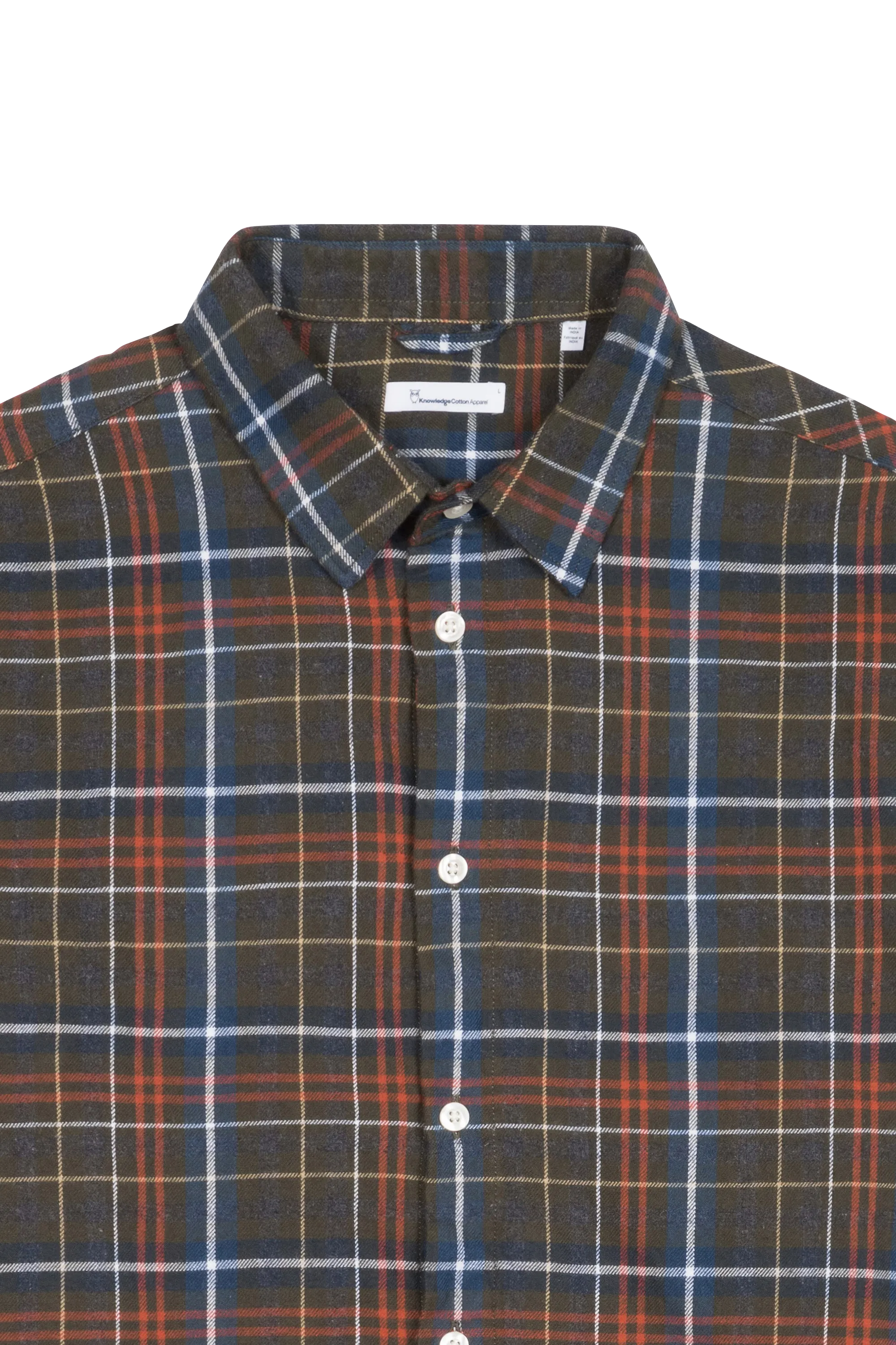 KNOWLEDGE COTTON APPAREL Chemise droite col classique en coton bio à carreaux LARCH Multicolore