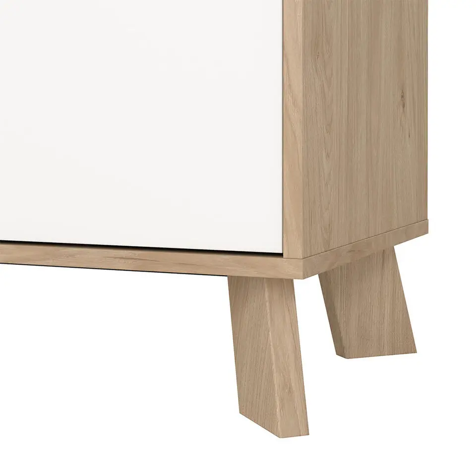 Hioshop Ikast vitrinekast 2 deuren- 3 planken eiken decor- wit