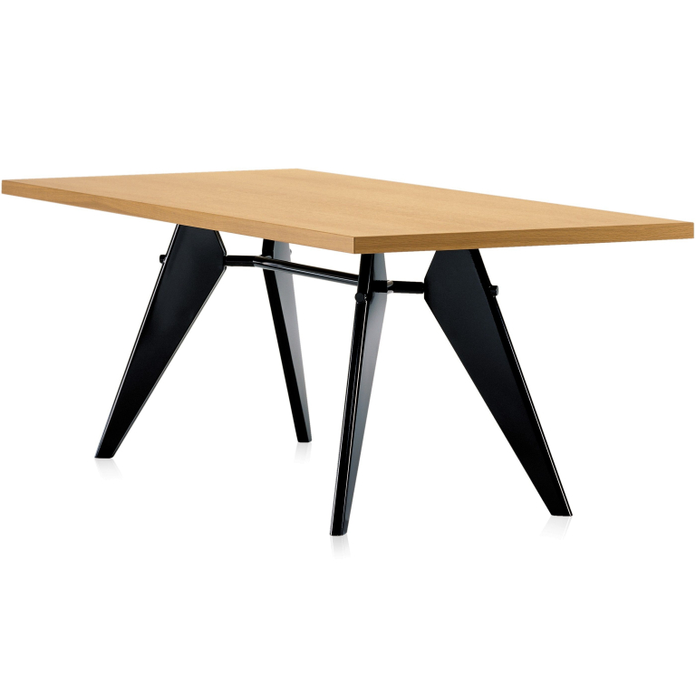 Vitra EM Table tafel 200x90, massief eiken, diepzwart