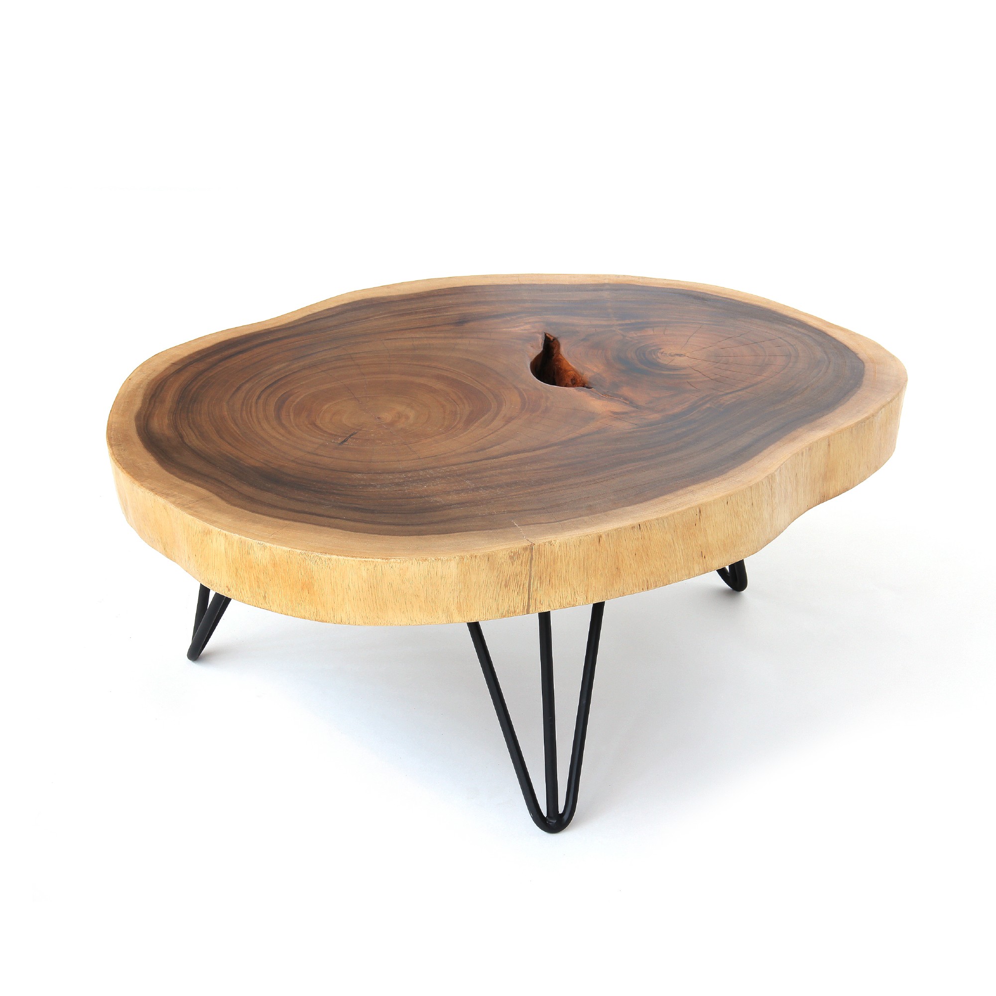 Couchtisch, massive Tischplatte, Akazie, natur, T ca. 80 cm, B ca. 100 cm, H 35 cm von fischer's lagerhaus