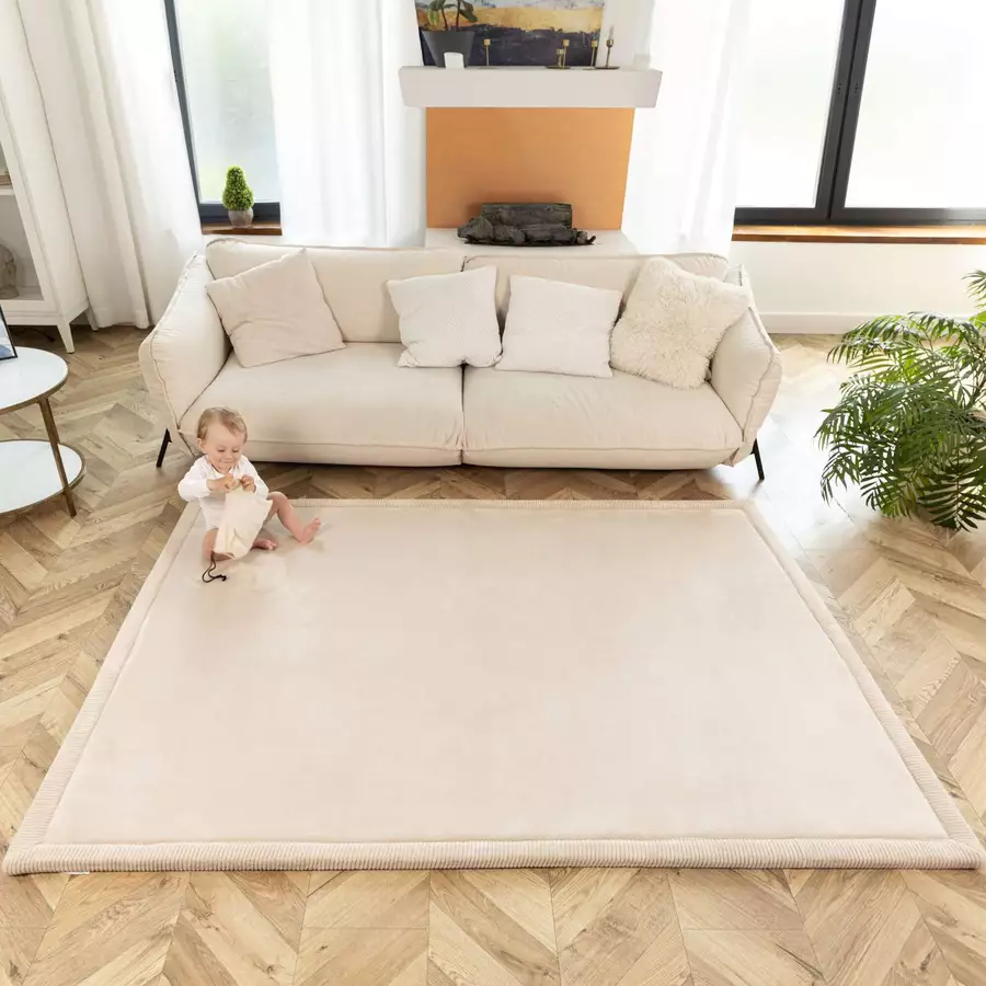 Hakuna Matte Samtmatte-Spielmatte für Baby 200 x 150 cm, Beige