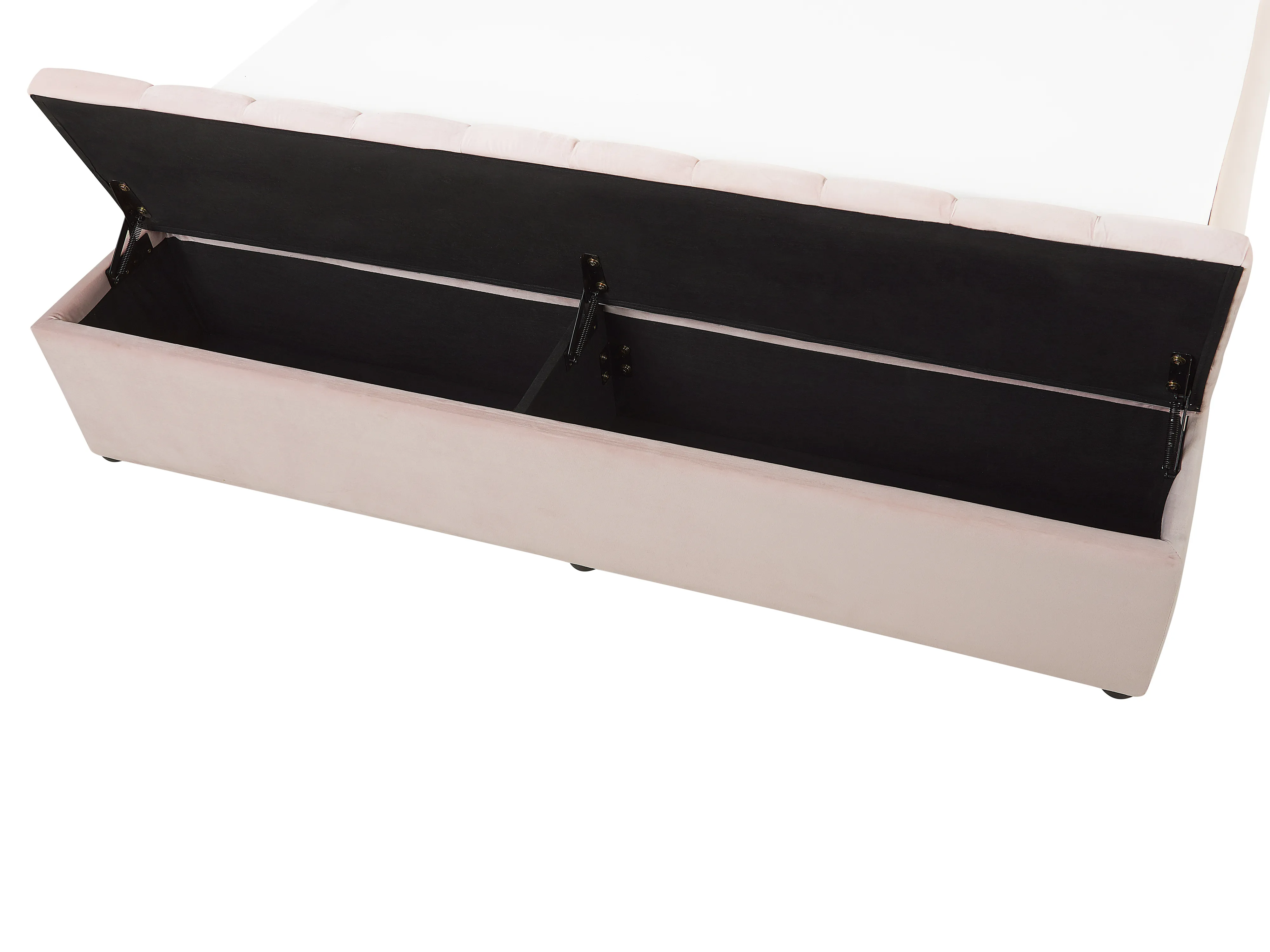 Bed met opbergbankje Fluweel NOYERS 180 x 200 cm Pastelroze