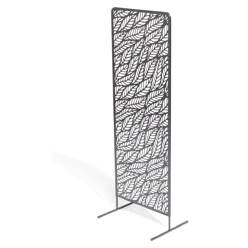 Panneau décoratif en métal motif ajouré feuille noir 50xH130cm