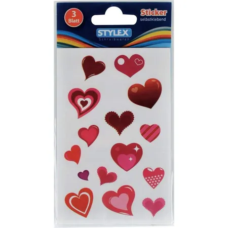 Stylex Sticker Herzen, 3 Blatt, rot