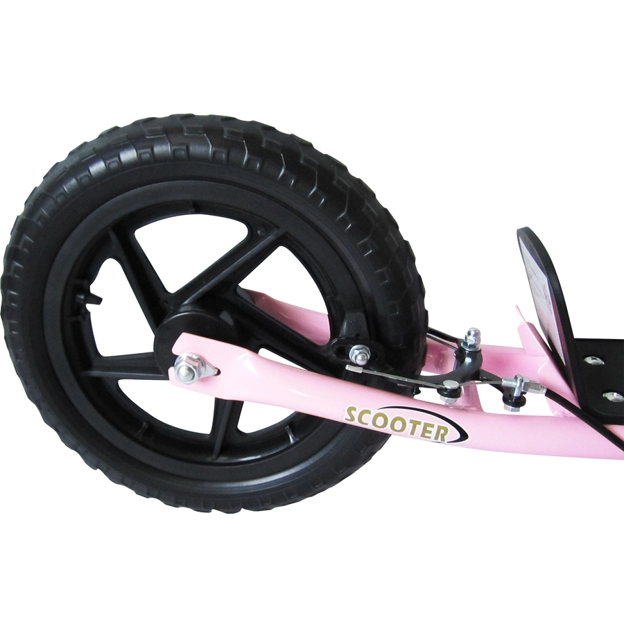 HOMCOM Kinderroller Anti-Rutsch Trittfläche, Metallfahrradständer zum Parken, pink