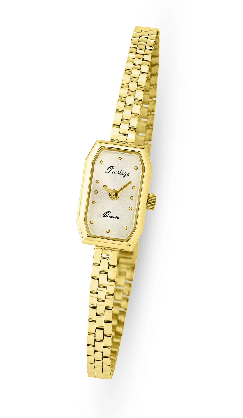 Edle Prestige-Quartz-Damenuhr mit Goldbandgehäuse