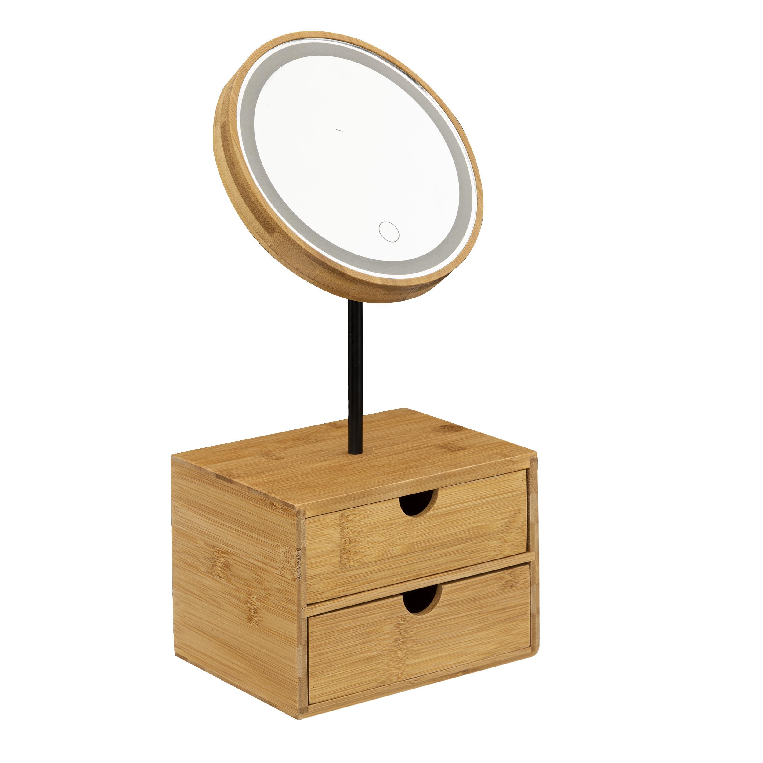 MIROIR LED ORGANISEUR BAMBOU D.16CM
