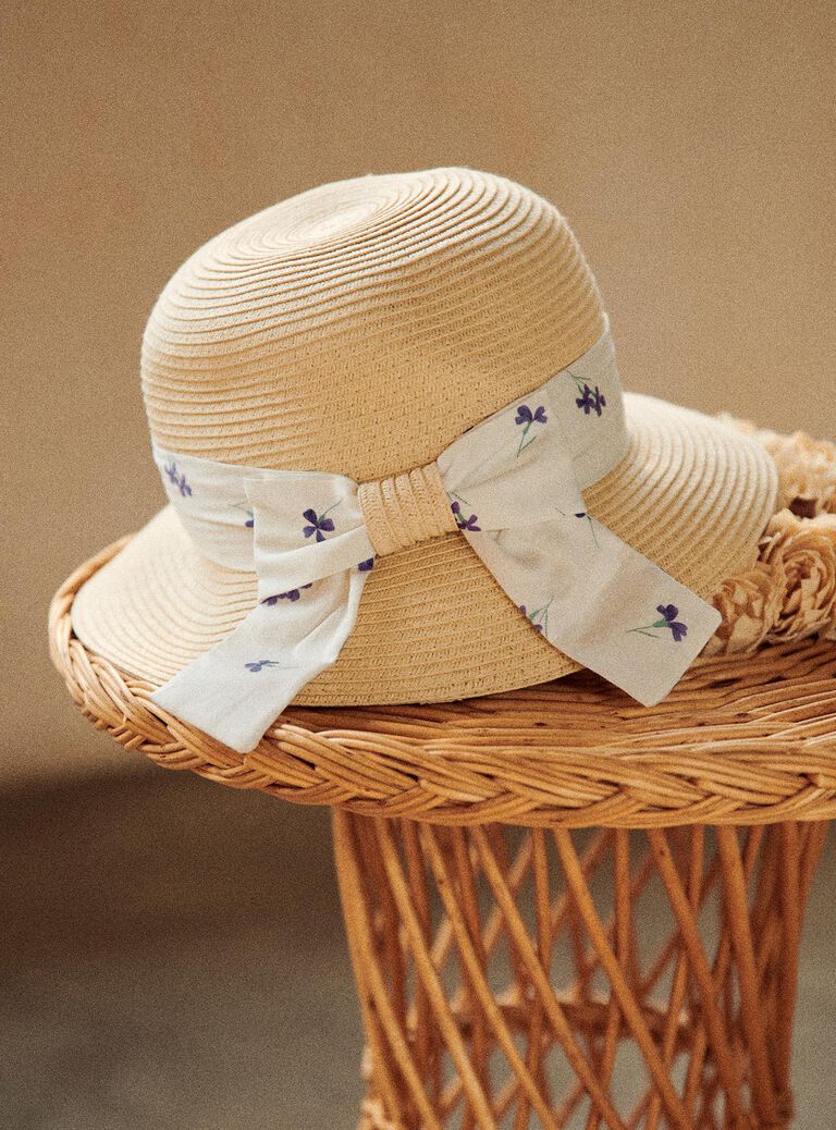 Chapeau de paille souple à bande fleuries