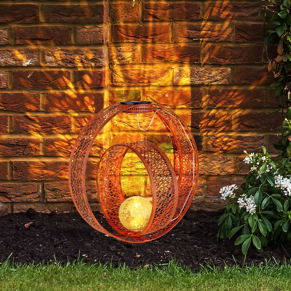 LED Solarleuchte, Erdspieß, Crackle-Glas, rost, H 42 cm
