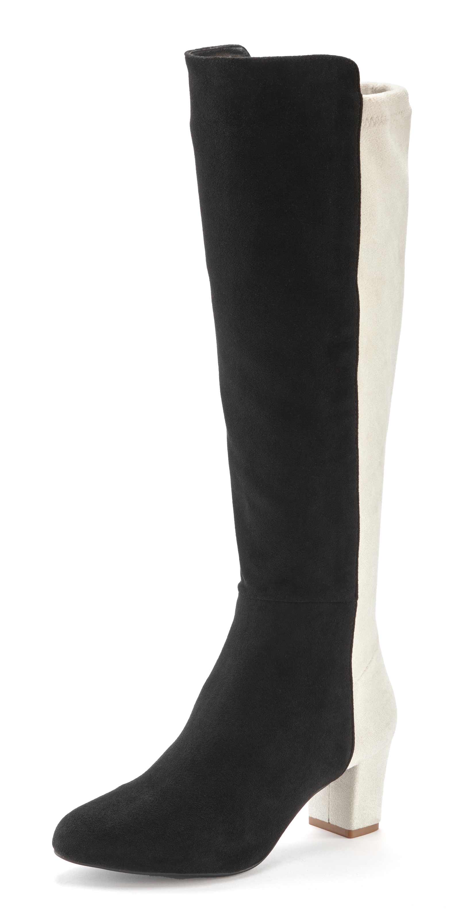LASCANA Stiefel  Langer Stiefel, Stiefelette mit Blockabsatz in zweifarbiger Optik