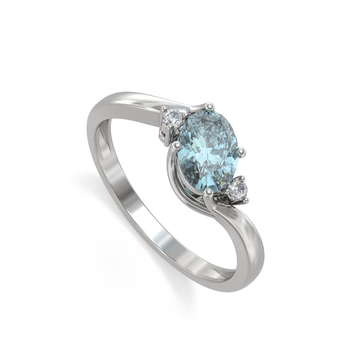 Bague Élégante en Aigue-Marine et Diamants sur Argent 925 | Aden Bijoux