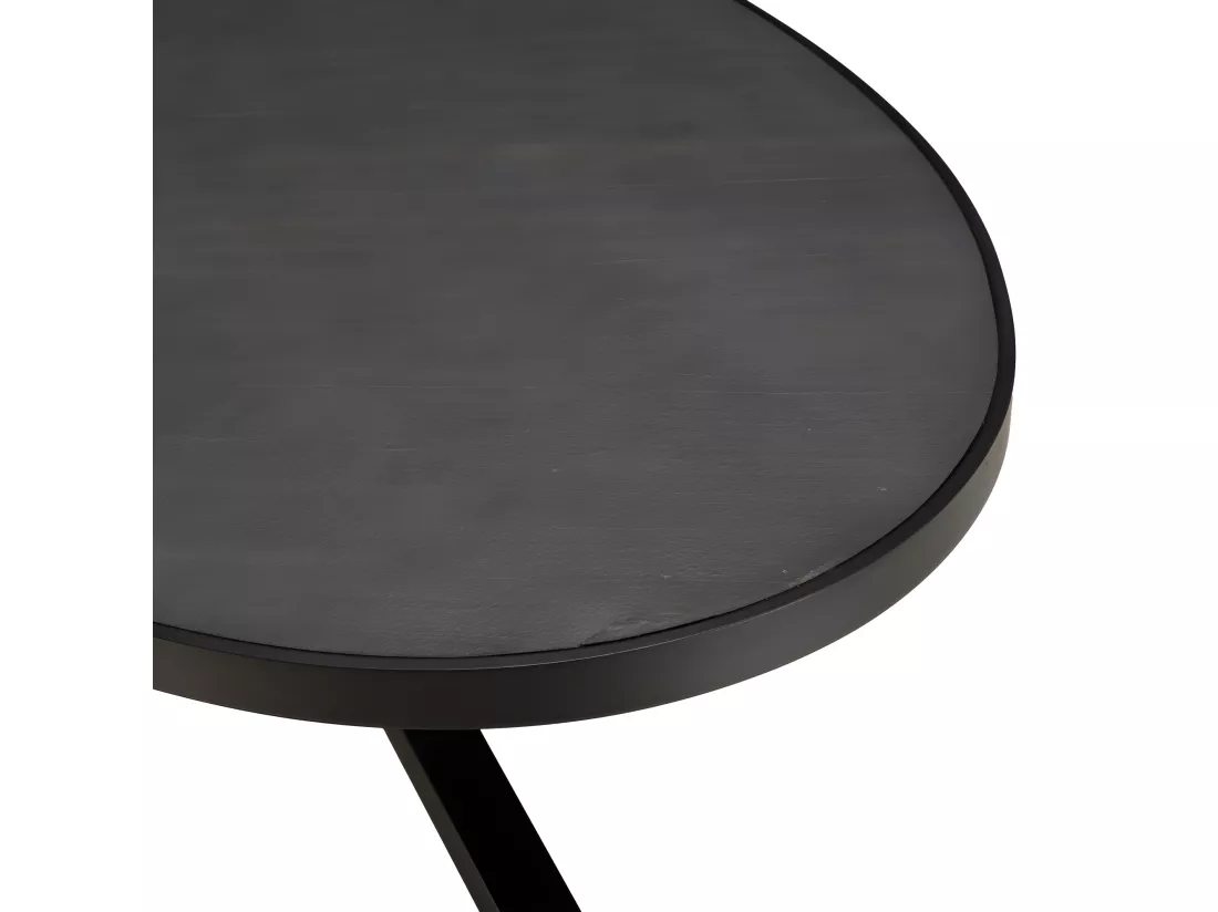 BASILE - Table à manger 220x110cm plateau noir effet pierre
