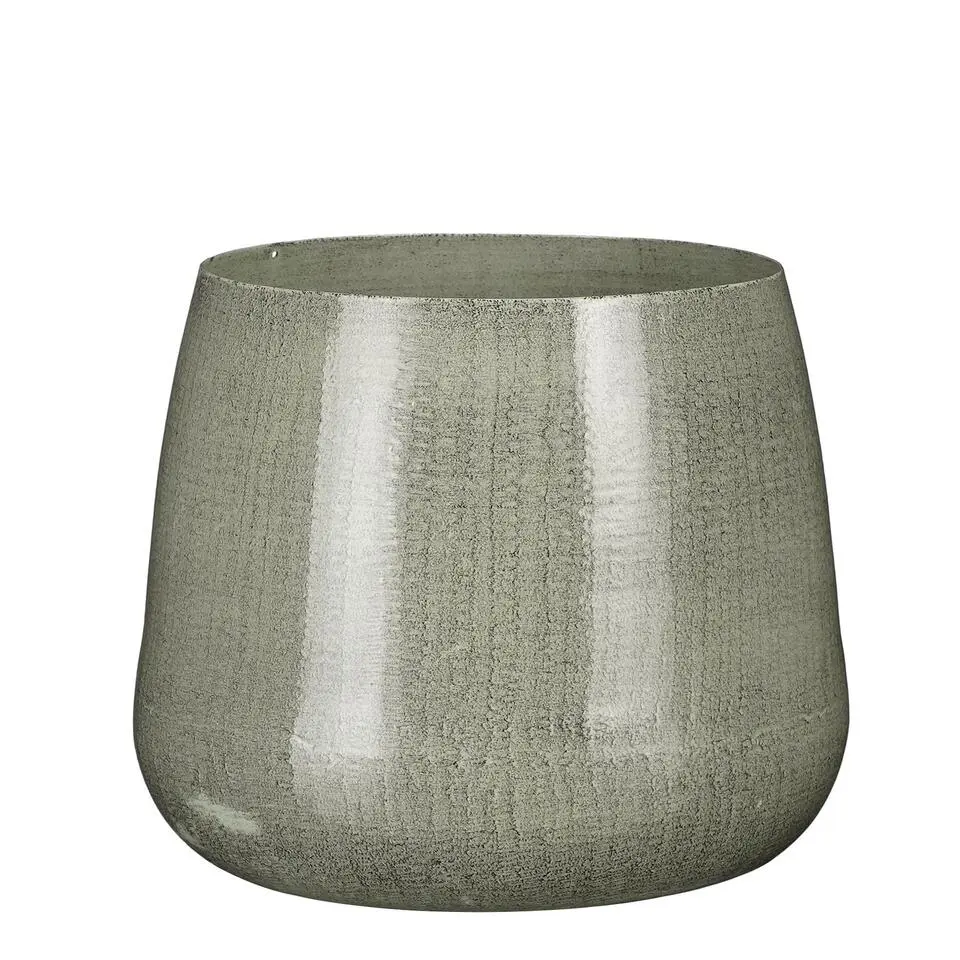 Mica Decorations Benson Bloempot - H16 x Ø19 cm - Metaal - Lichtgrijs