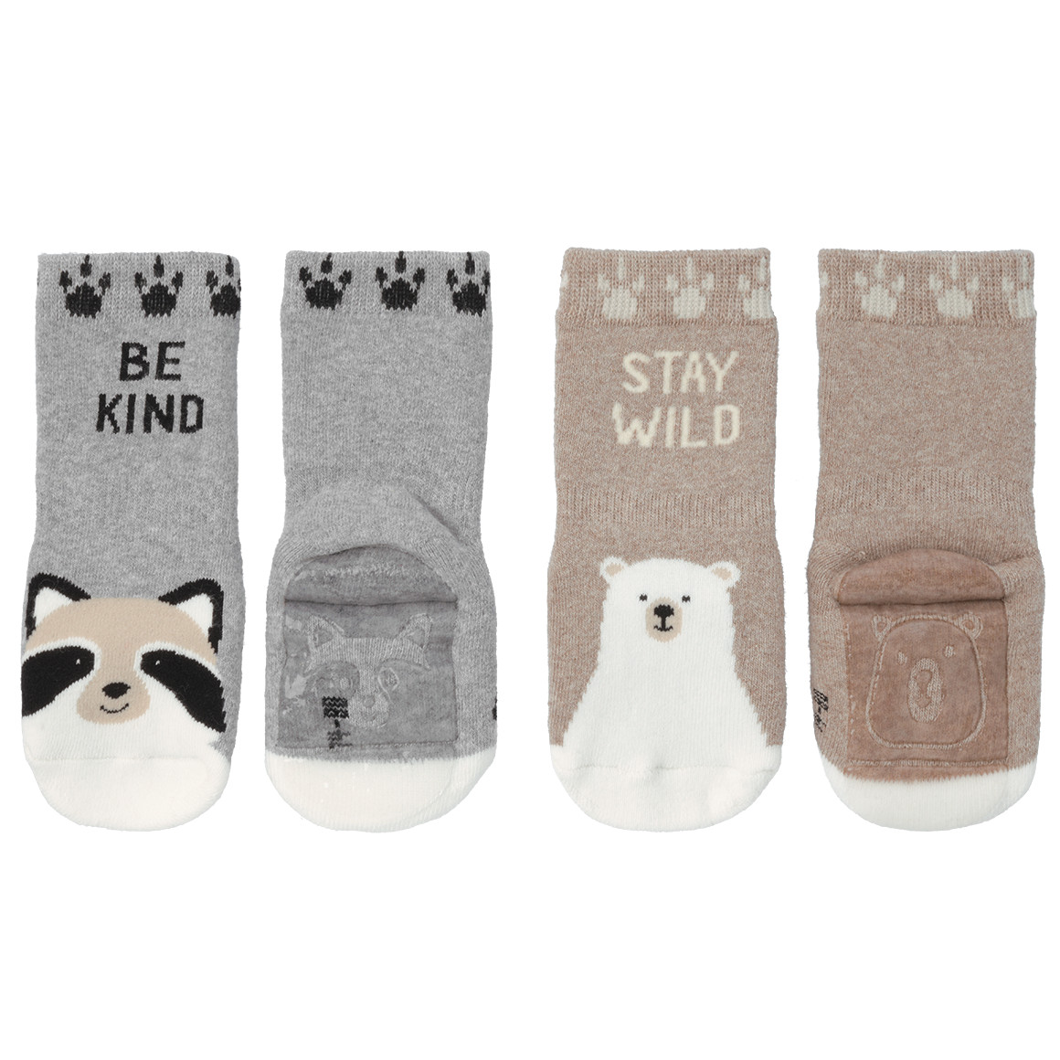 Topomini 2 Paar Baby Stoppersocken mit ABS-Sohle hellgrau / beige