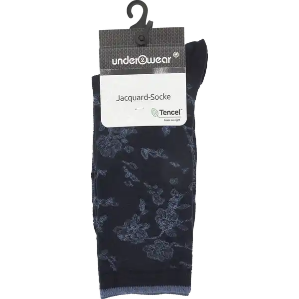 Jacquard  /  Floral Socke navy Gr. 35 / 38