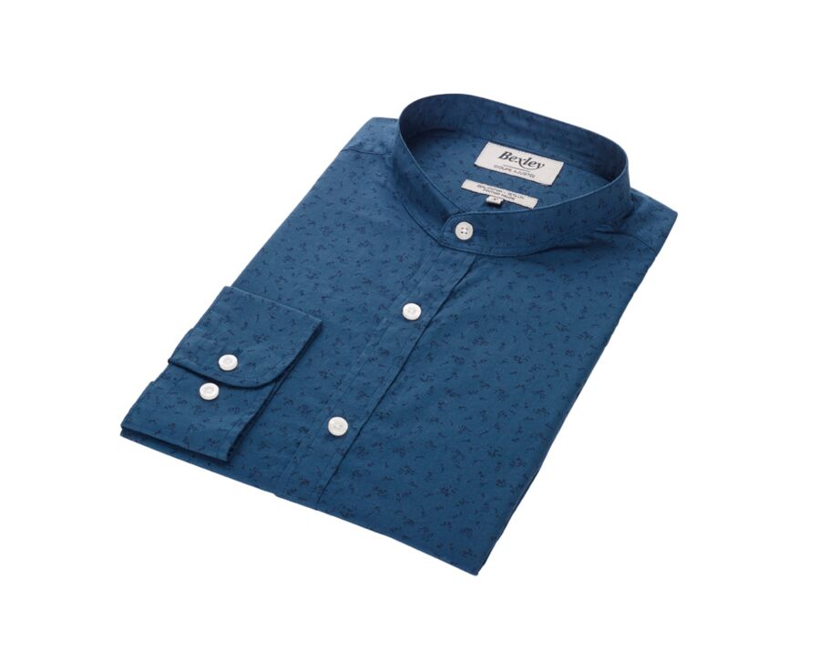 Chemise coton lin homme bleue imprimé fleuri - SIGISBERT