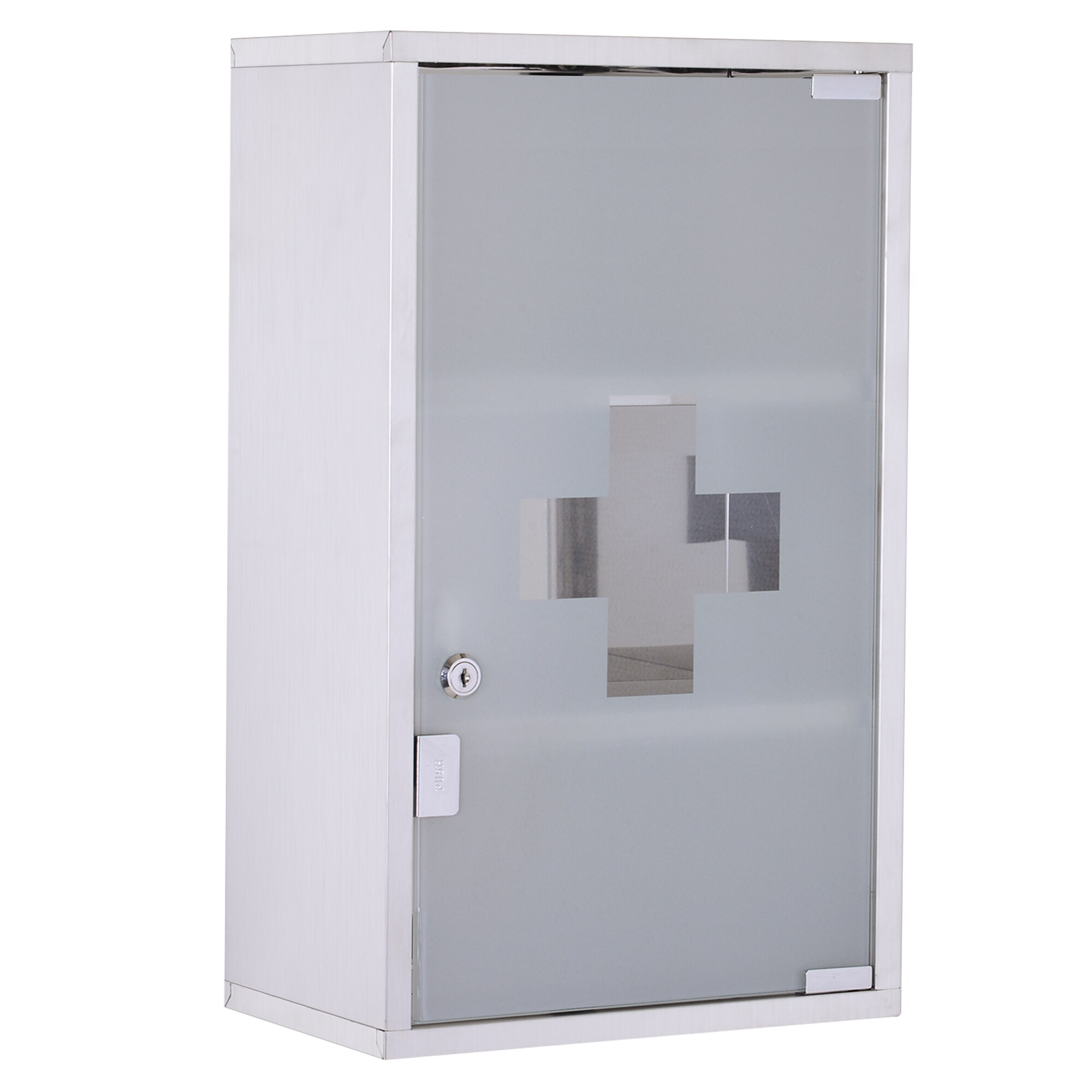 HOMCOM Medizinschrank mit 3 Fächer silber 30 x 18 x 50 cm (LxBxH)