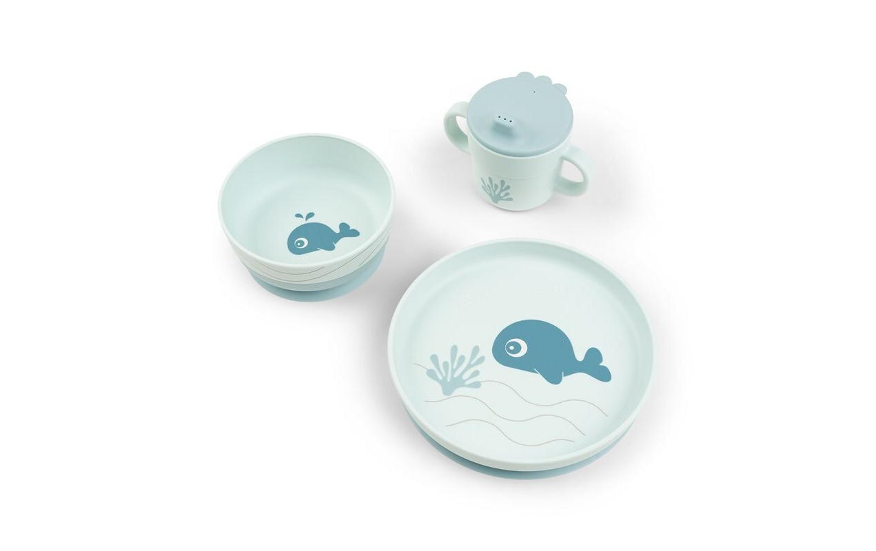 Kindergeschirrset Foodie Wally BlauGeschirr-Set mit Saugfuss