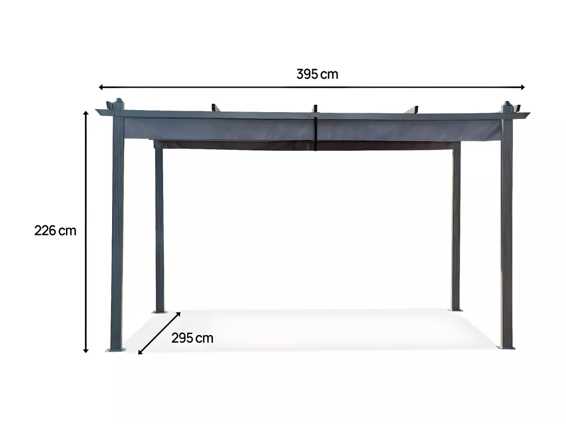 Pergola en aluminium avec toit rétractable - 3 x 4 m - Gris anthracite