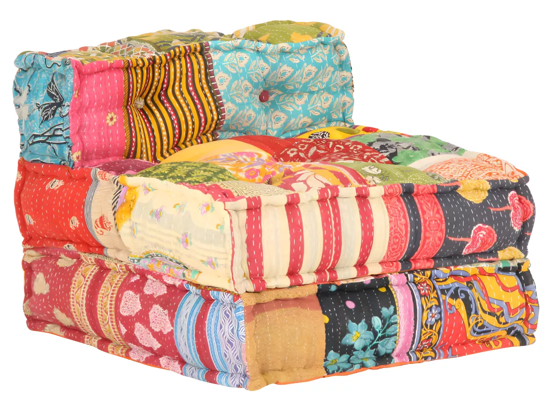 Coussin de sol pouf tissu 60 x 70 x 51 cm DEC021298
