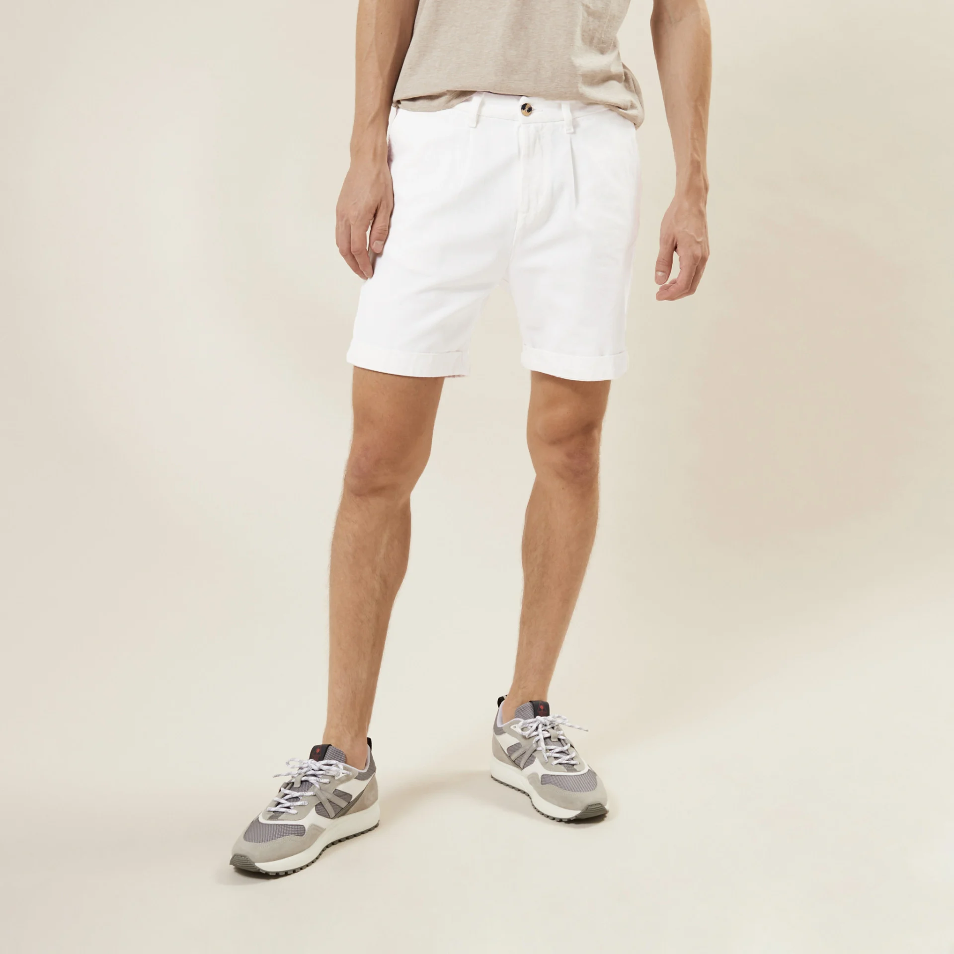 Short écru coupe légérement ample coton et coton biologique - modèle benon