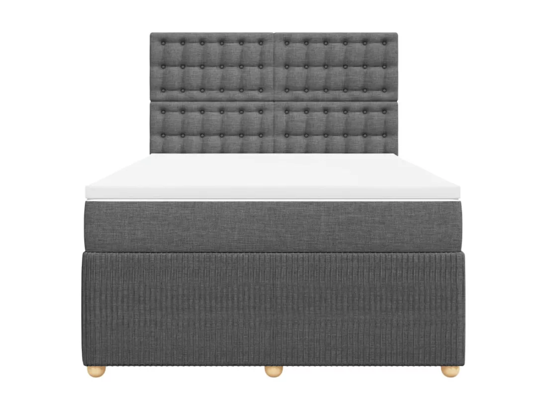 Sommier à lattes de lit avec matelas Gris foncé 160x200cm Tissu