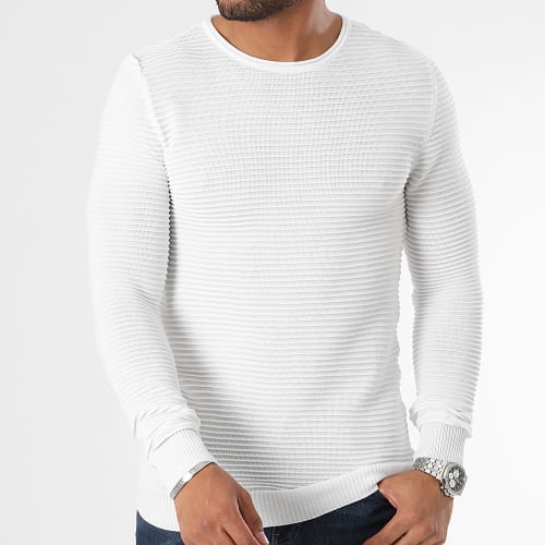 Pull Maille Texturé 0386 Blanc