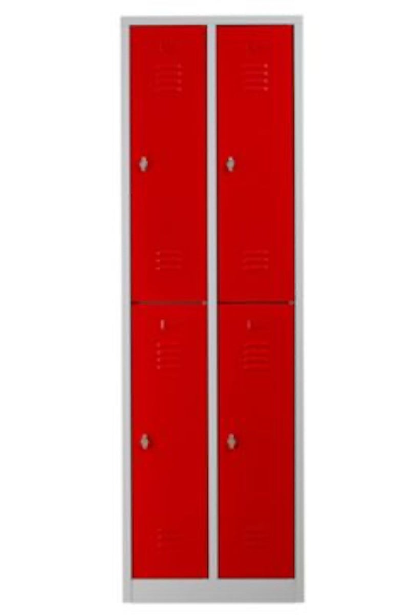 PROREGAL Garderobekast Camel 4 Compartimenten HxBxD 195 x 60 x 50 cm Hangslot Grijs-Rood
