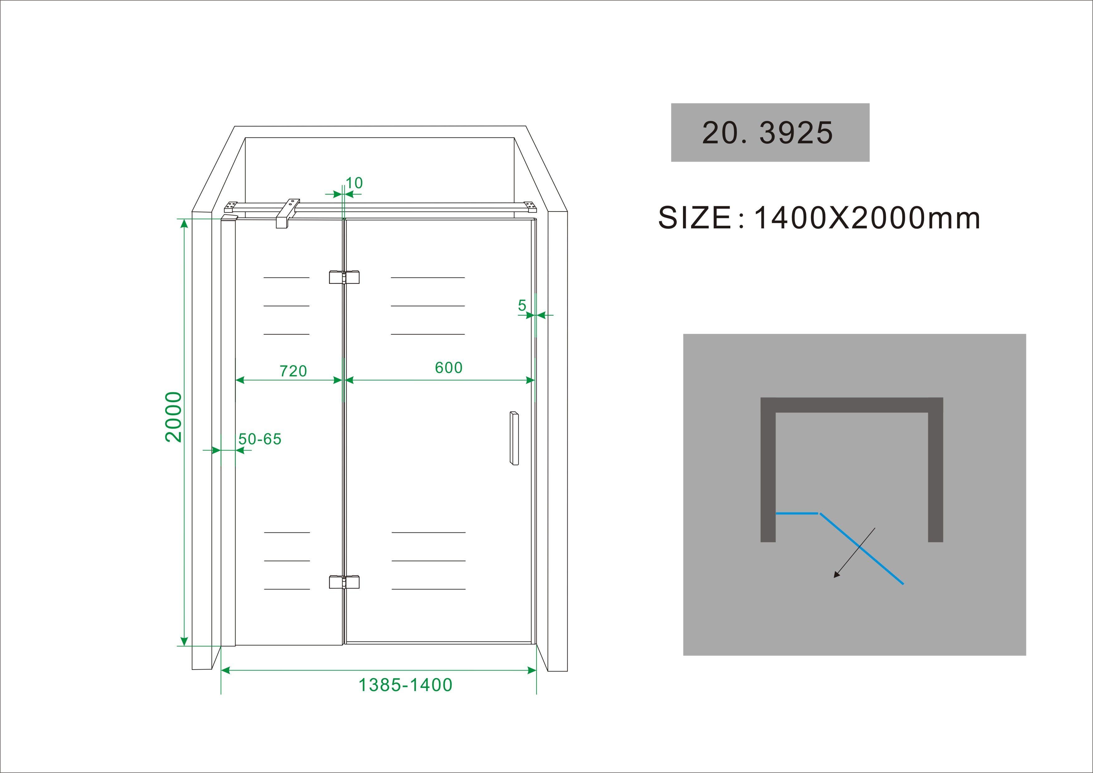 SHOWMODEL: Mueller Swipe 2-delige douchedeur 140x200cm Anti-kalk