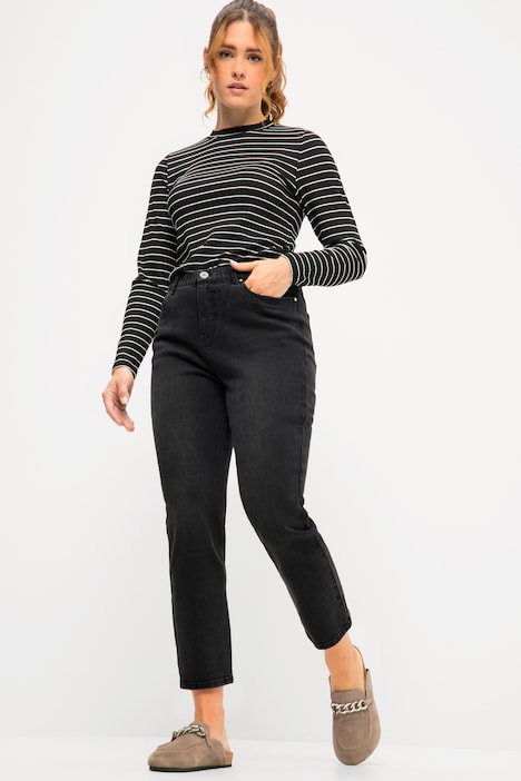 Mom-Jeans, wide Legs, 5-Pocket, Elastikbund