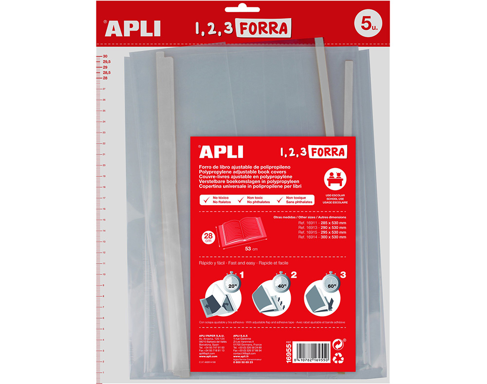 FORRA DE LIVROS APLI AJUSTÁVEL 5 UNIDADES 28CM