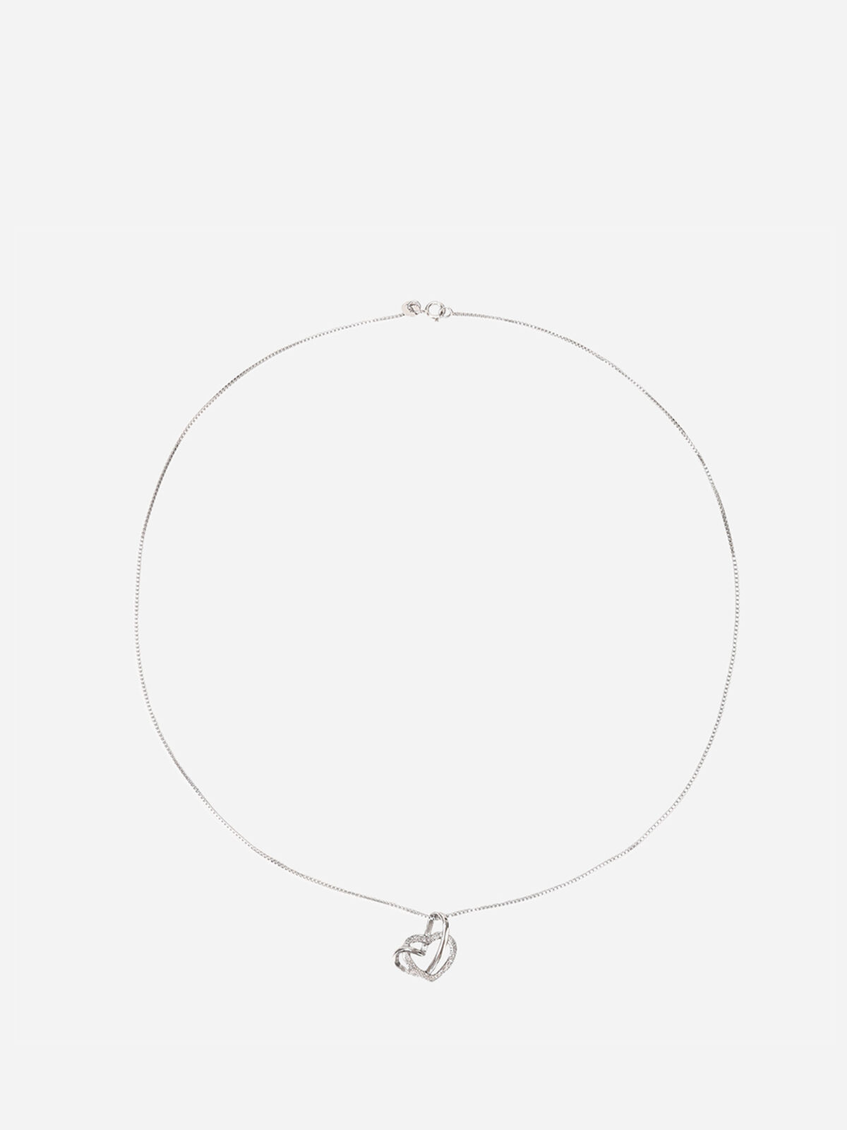 Collier fin à pendentif coeurs entrelacées- Argenté