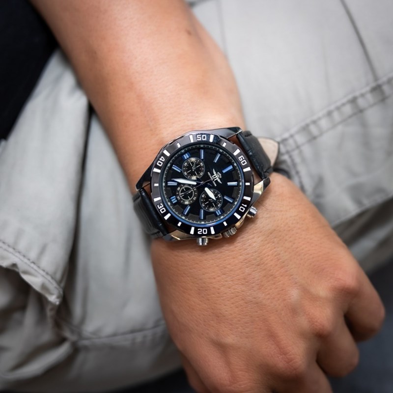Montre Homme M. JOHN bracelet Cuir Noir