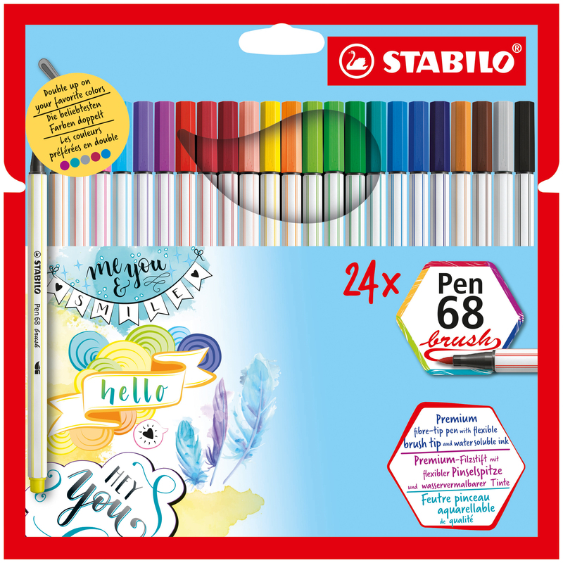 Stabilo Pinselstifte Pen 68 brush, 24er Etui, assortiert