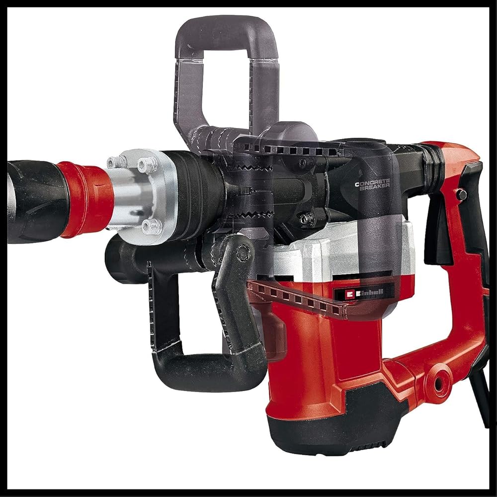 Einhell Marteau démolisseur TE-DH 32 (1 500 W, force de frappe de 32 J, mandrin SDS-max, poignée principale anti-vibration + revêtement souple Softgrip, vendu avec pointeau et burin plat + E-box) : Bricolage