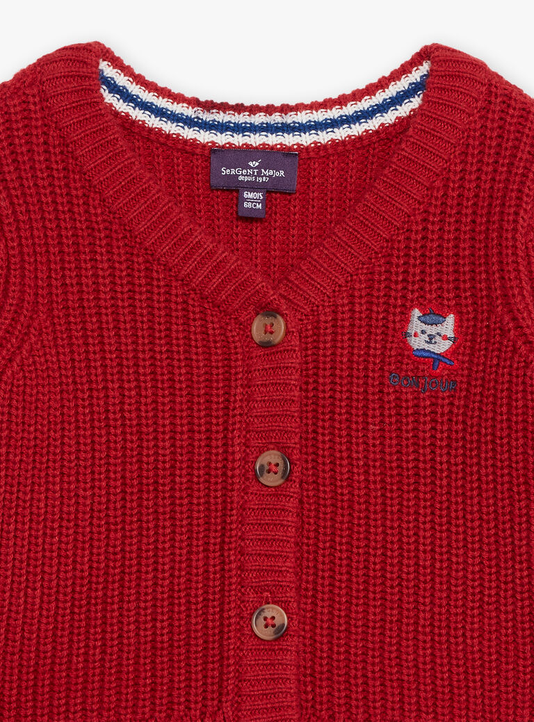 Cardigan rouge en tricot