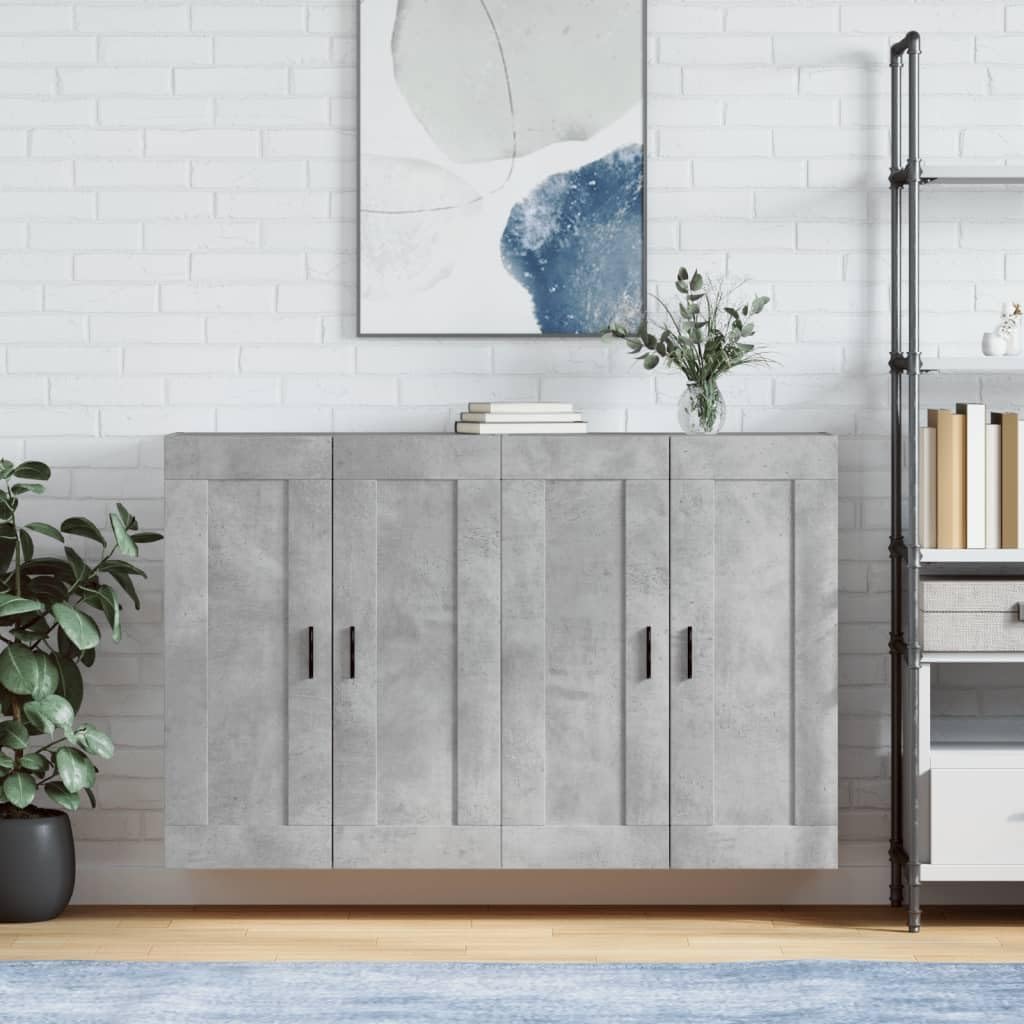 Wandschränke 2 STK, Küchenkommode Chest of Drawers Flurschrank Sideboards Geeignet für Küche Schlafzimmer Wohnzimmer Flur.Betongrau Holzwerkstoff