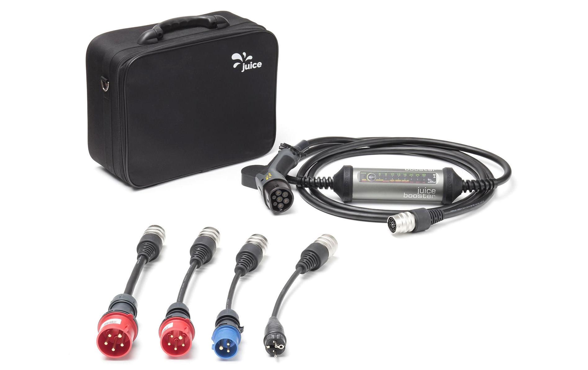Ladekabel Juice Booster 2 (22kW) German Traveller Set<br>Das vielseitige Ladekabel für Elektroautos und Töffs mit Typ-2-Anschluss