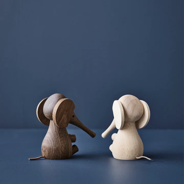 Lucie Kaas - Gunnar Flørning Baby Elefant Holzfigur, H 11 cm / Eiche geräuchert