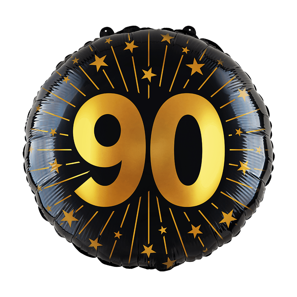 90 Jaar Helium Ballon Zwart Goud Leeg 45cm