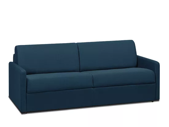 Canapé 4 places convertible express en tissu bleu foncé - Couchage 160 cm - Matelas 18 cm CALIFE