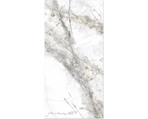 Porseleinen wand- en vloertegel Marmer Riva goud 60 x 120 x 0,9 cm glanzend gerectificeerd