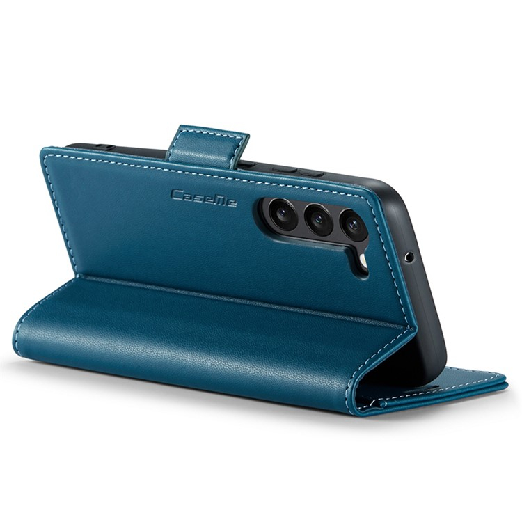 Samsung Galaxy S24  Plus Leder Tasche Flip Wallet Etui mit Kartenfächern Litchi Look (RFID Schutz) - Blaugrün