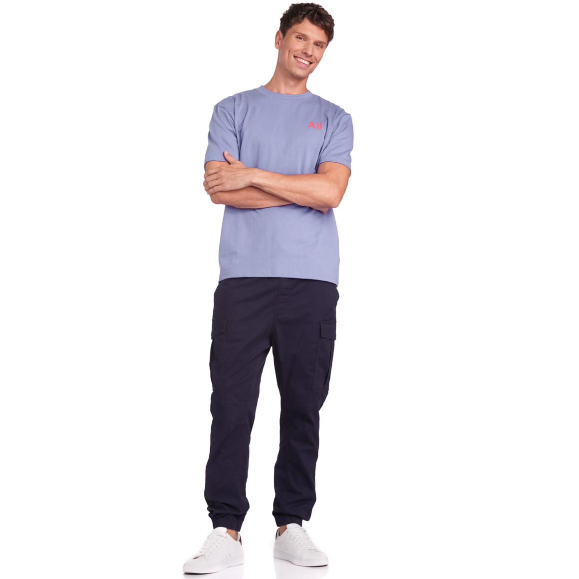 Jonas Nielsen Herren T-Shirt mit kleinem Print dunkellila