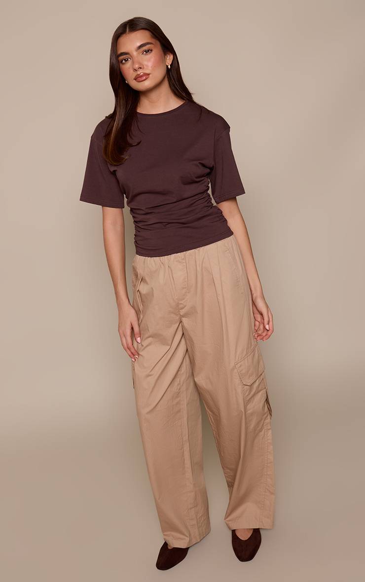 Chocolat T-shirt En Coton À Détail Froncé