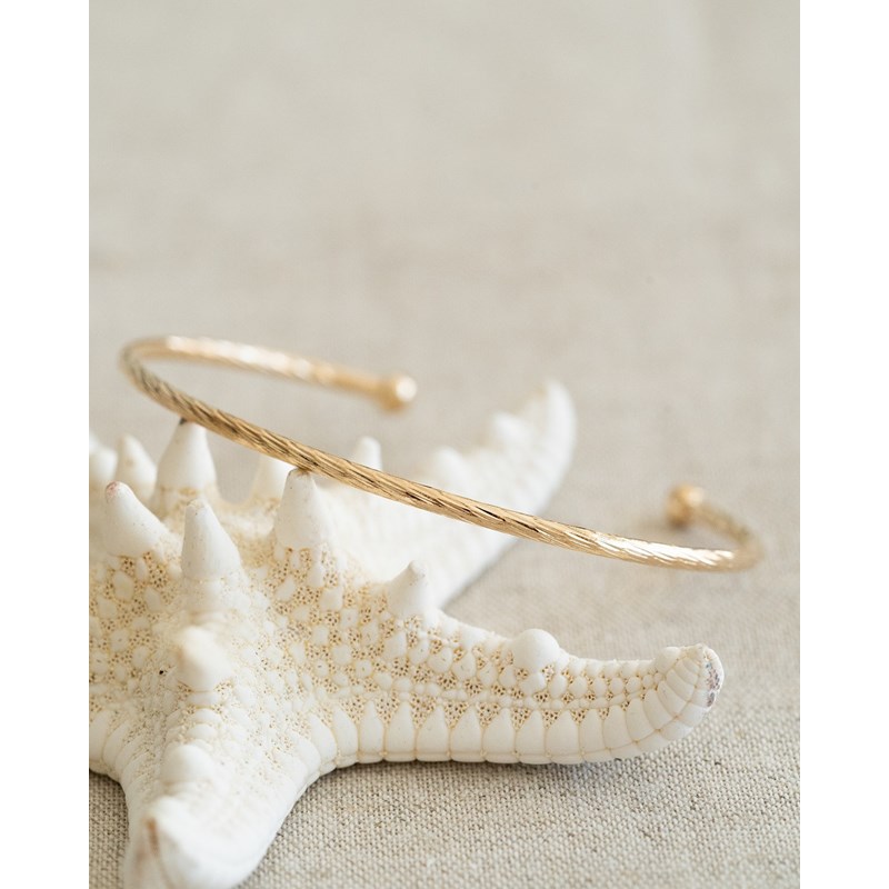 Bracelet Jonc Fin Plaqué Or Torsadé Tendance