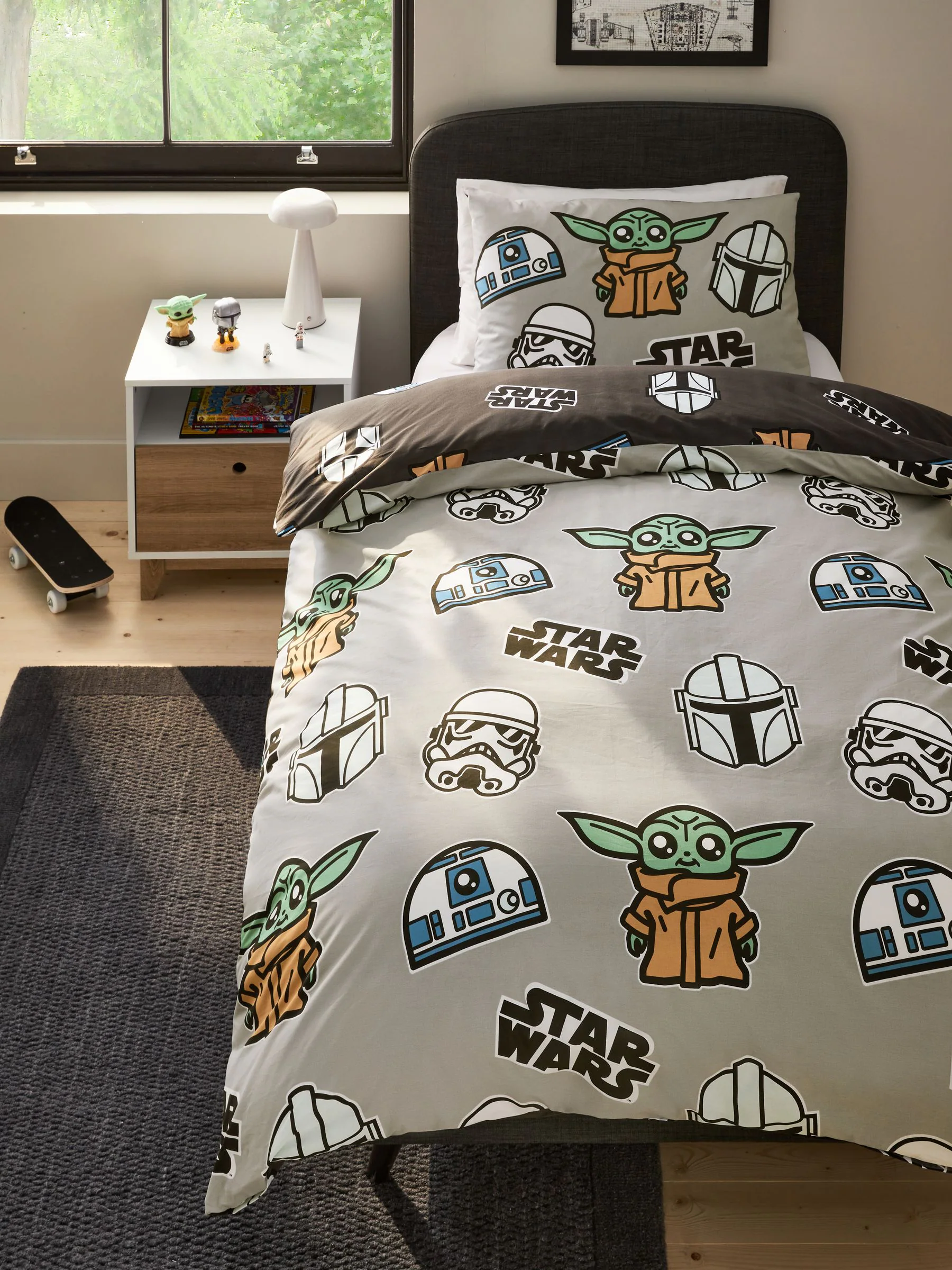Oplichtend in het donker Star Wars Grogu 100% katoenen eenpersoons dekbedovertrek en kussensloopset