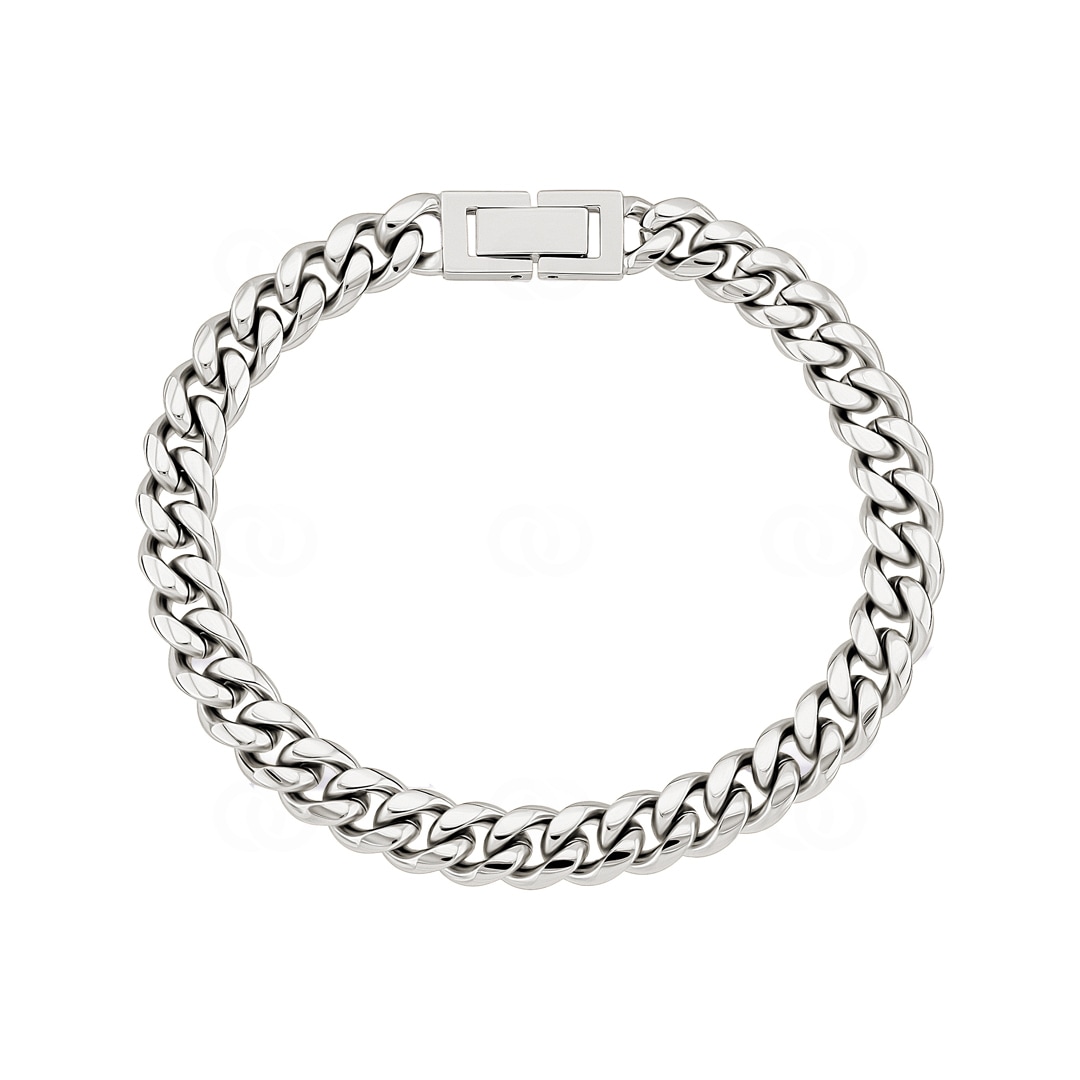 8mm Cuban Link Panzerarmband silbrig