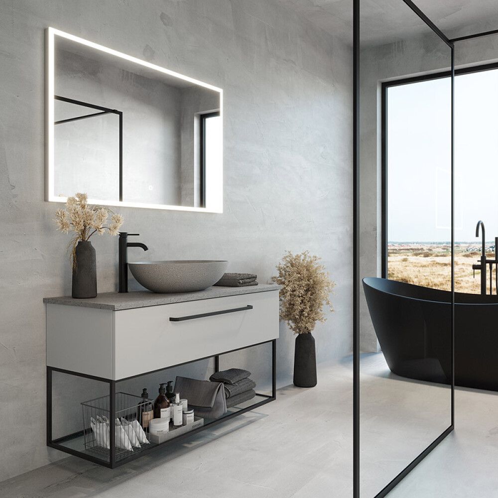 BADEROMSMØBEL CAMARGUE SKÄRGÅRD IQ+ HVIT MATT/BETONG 120 CM